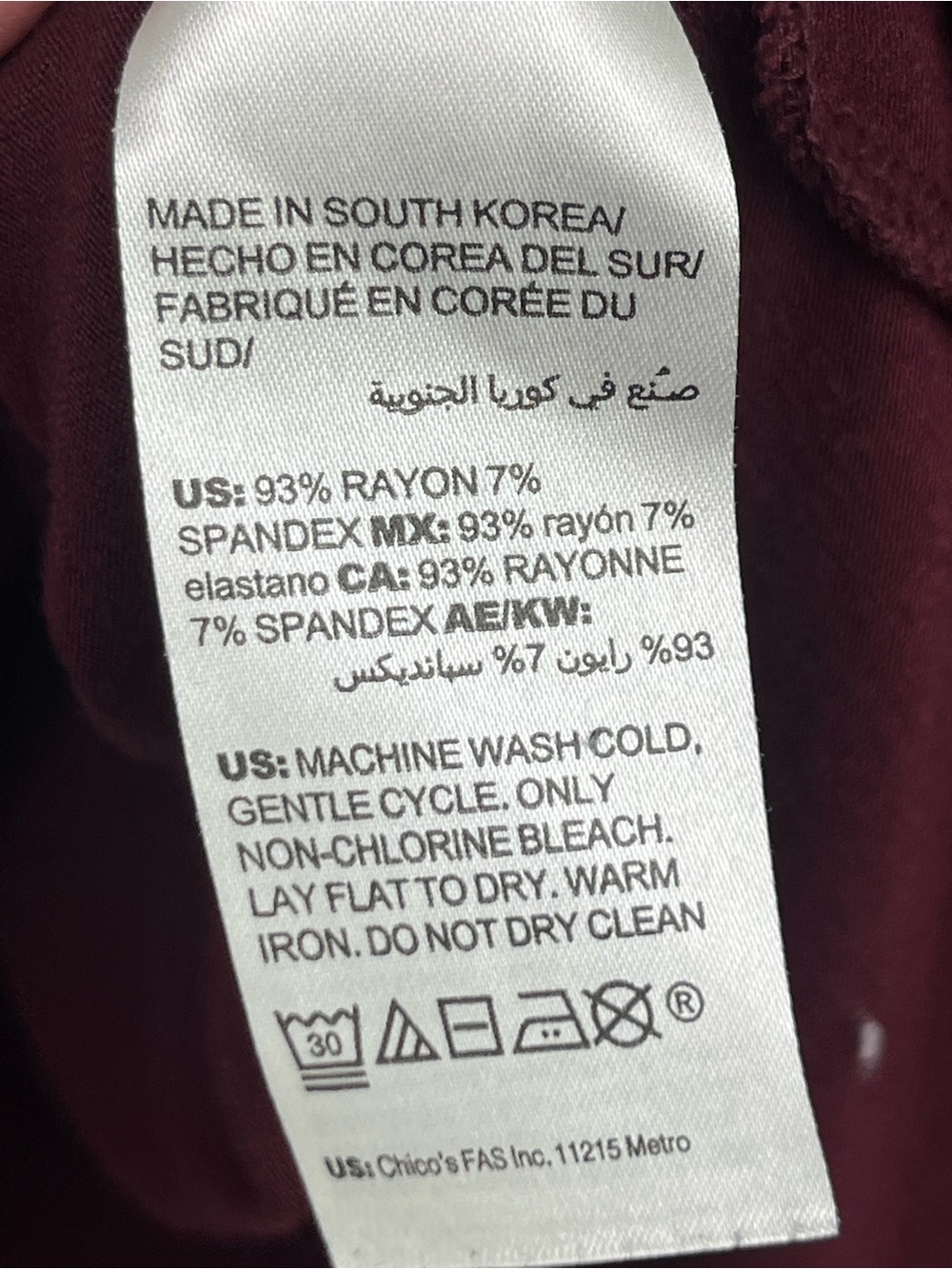 Chico’s The Ultimate Tee burgundy rayon spandex long sleeve t-shirt, large. - Picture 4 of 4